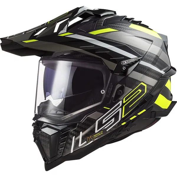 Enduro helma LS2 MX701 Explorer C Edge Gloss Black H-V Yellow XL (61-62)