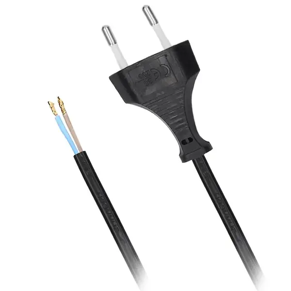 Flexo šňůra 2x0,75 mm2 délka 2 m černá