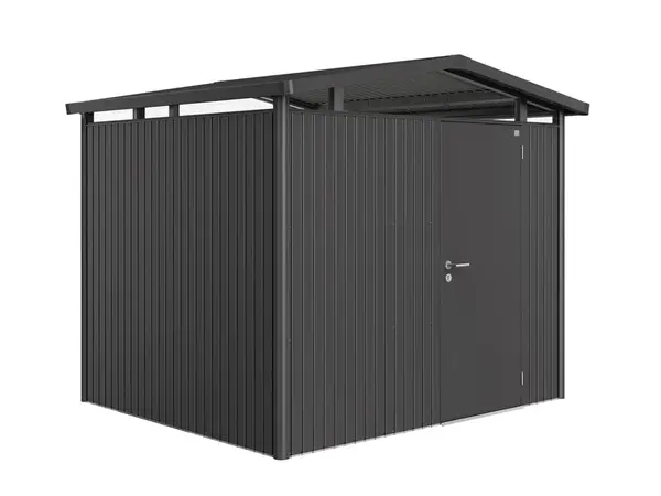 Domek na nářadí Biohort PANORAMA P3, tmavě šedý, jednokřídlé dveře BH14040