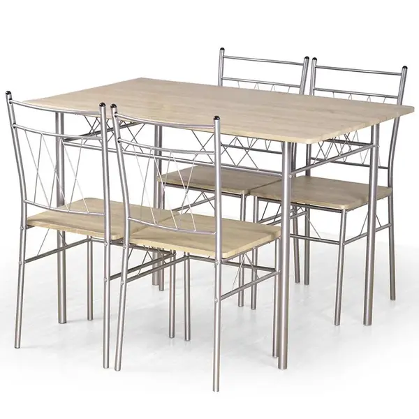 Stolní souprava Faust + 4 židle mdf/ocel – sonoma