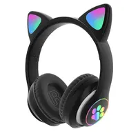 Cat Ear Bluetooth sluchátka s mikrofonem pro děti, černé