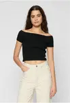 Dámské tričko Off Shoulder Rib Tee 2-balení červenovínové+černé