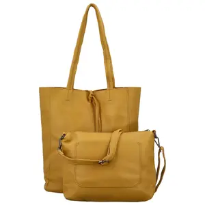 Trendy dámský koženkový set kabelek Alisia, žlutý