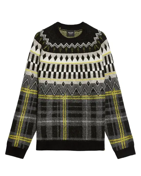 Lyle & Scott Sveter 'Fair Isle'  limetková / sivá / čierna / biela