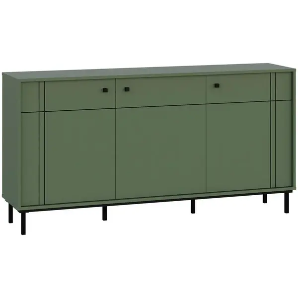Carryhome ŠIROKÁ KOMODA, zelená, 160,2/81,8/37 cm