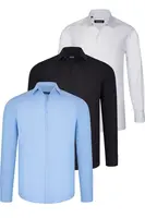 TRIPLE SET G726 DEWBERRY SHIRT-BLACK-WHITE-BLUE