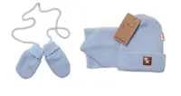 Baby Nellys Pletená čepice, šála a rukavičky 3v1, STAR, modrá, 68/74