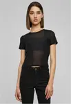 Women's short mesh T-shirt in black color
