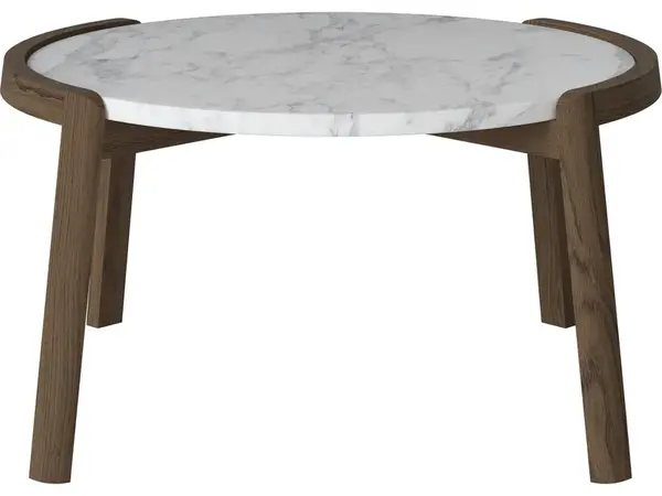 Konferenční stolek Mix Ø65 cm, více variant - Bolia Varianta: Grey/white marble | Dark oiled oak, Solid | v. 35 cm
