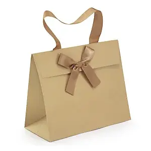 Dárková taška se saténovou stuhou 240 x 200 x110 mm, kraftová