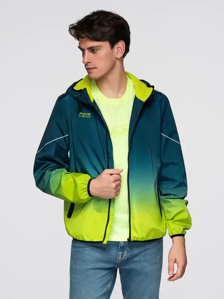 Men's ombre sports jacket with reflectors and fleece lining