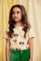 Dětské tričko Mini Rodini Doggie žlutá barva, 26120111