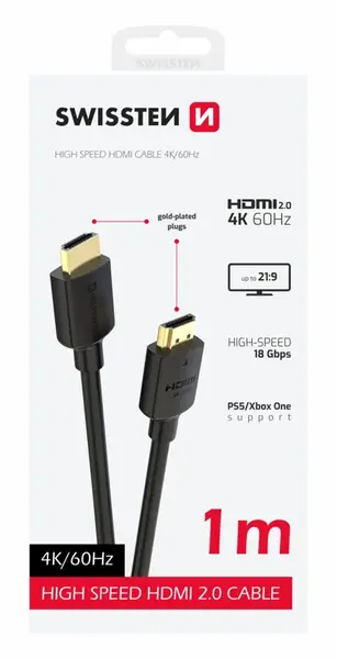 Swissten HDMI/HDMI 4K 60Hz 1m PVC