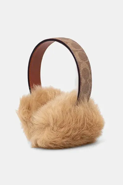 Klapky na uši s přídavkem vlny Coach hnědá barva, 29CCL09