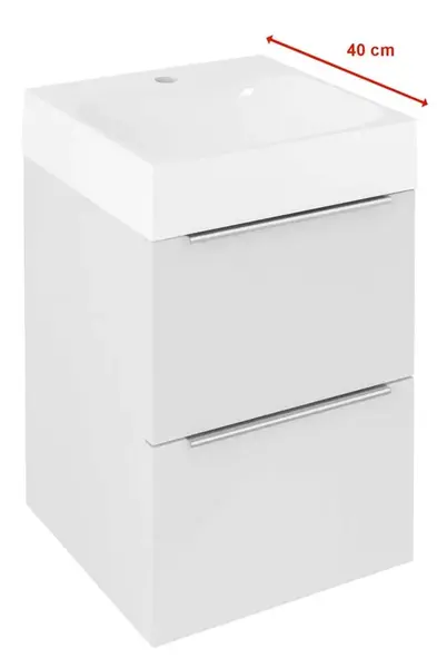 Sapho Emona - Umývadlová skrinka, 40x40x55 cm, 2 zásuvky, lesklá biela EM040-3030