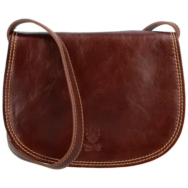 Dámska kožená crossbody kabelka hnedá - Delami Elrosa