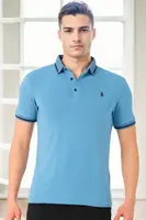 T9586 DEWBERRY MEN'S POLO NECK T-SHIRT-INDIGO