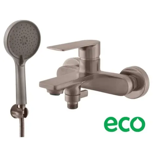 Vaňová batéria RAV SLEZÁK Nil so sprchovacím setom 150 mm kartáčovaná metal grey NL154.5/1MGK