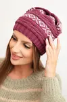 Kesi Dámska zimná čiapka s vzorom a vlnou K425 tmavo fialová