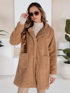 Dámsky zimný teddy kabát kamelový