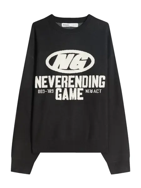 Bershka Sveter  slonová kosť / čierna