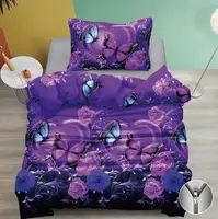 Bavlnené obliečky MOTÝLCI A RUŽE fialové Rozmer obliečky: 70 x 90 cm | 140 x 200 cm