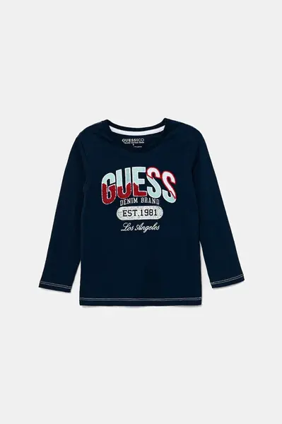 Dětské bavlněné tričko s dlouhým rukávem Guess