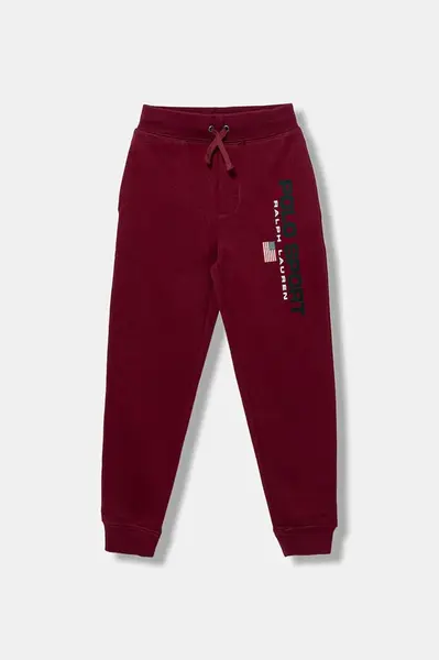 Dětské tepláky Polo Ralph Lauren vínová barva, s potiskem, 323962123009