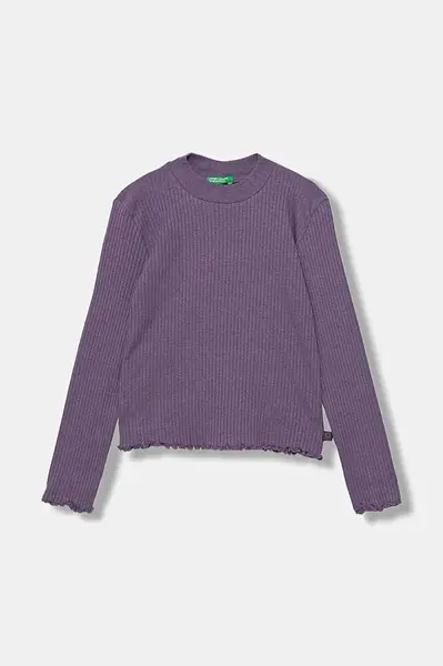 Dětské tričko s dlouhým rukávem United Colors of Benetton fialová barva, 3F1AC203O