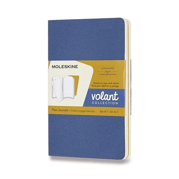 Sešity Moleskine Volant - měkké desky S, čisté, 2 ks, modrá/žlutá