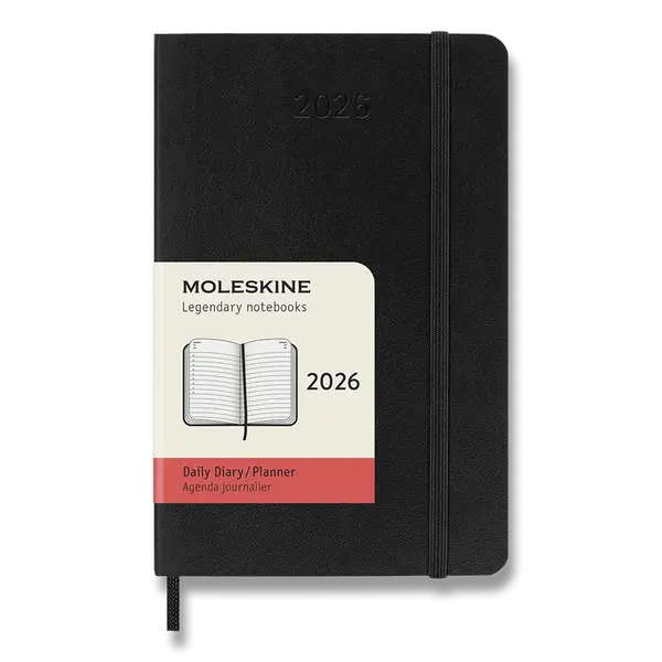 Diář Moleskine 2026 - měkké desky, S, denní, černý
