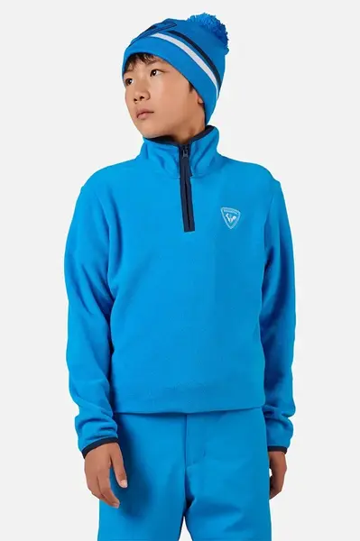 Dětská fleecová mikina Rossignol STRAWPILE tmavomodrá barva, s aplikací, RLNYL05