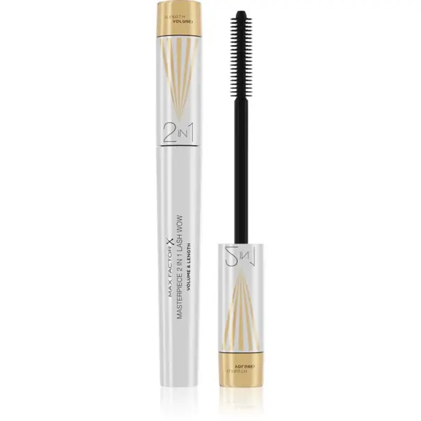 Max Factor Masterpiece Lash Wow řasenka pro prodloužení, natočení a objem s kartáčkem 2 v 1 odstín Black 7 ml