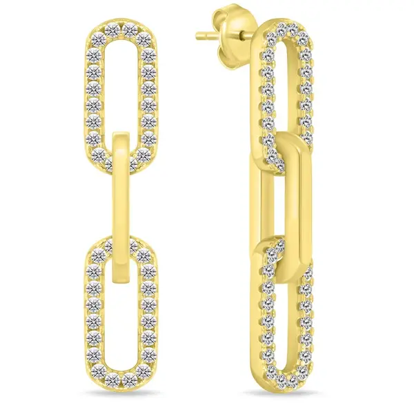 Brilio Silver Módní pozlacené náušnice se zirkony EA1035Y