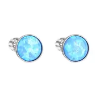 Evolution Group - Pavona Stříbrné náušnice se světle modrým syntetickým opálem 11001.3 lt.blue