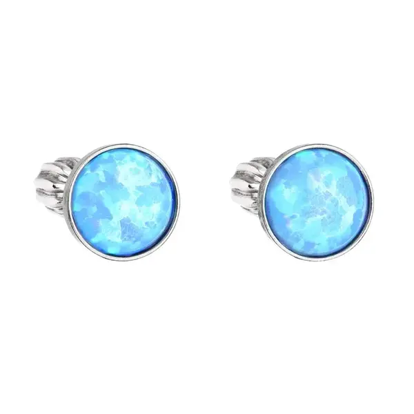 Evolution Group - Pavona Stříbrné náušnice se světle modrým syntetickým opálem 11001.3 lt.blue