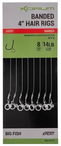 Korum návazec banded hair rigs barbed 8 ks délka 4" - velikost háčku 10