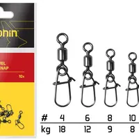 Delphin obratlík s karabinkou rolling swivel with micro snap 10 ks - velikost 10 nosnost 8-velikost 10 nosnost 8 kg