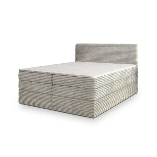 MASSENO POSTEL BOXSPRING LUNERA 160x200 cm, s matrací a úložným prostorem, světle šedá