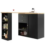 Modfu BAROVÝ stůl z MDF 138x39x104 cm černý s otočnými policemi a 4 zásuvkami
