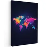 MuchoWow OBRAZ NA PLÁTNĚ Mapa světa - Barevné - Graffiti 60x90 cm