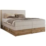 MKS POSTEL BOXSPRING WOOD CLASSIC KING 160/200 - Béžová Manšestr - H3