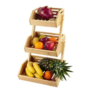 Relaxdays ETAŽÉR Přírodní bambus 3 patra