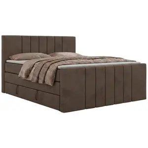 MKS POSTEL BOXSPRING INERO DUO KING 180/200 - Hnědá Samet - Topper T25 - H4