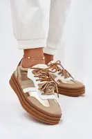 Boto Dámské Tenisky Na Platformě S Dvojitým Šněrováním Leopardí Zlaté Klipy