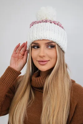 Kesi Dámská čepice Ellen s bambulí K325 bílá