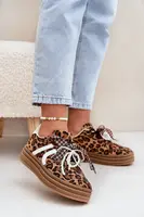 Boto Dámské tenisky na platformě s ozdobami v panterovém vzoru hnědé Vinness