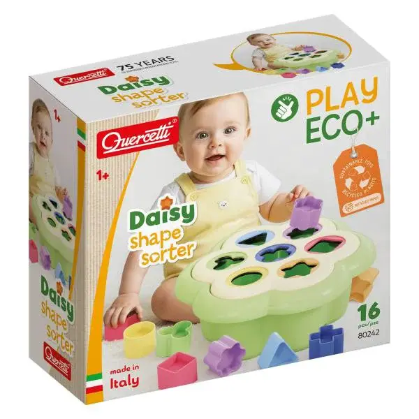 Quercetti PlayEco - Daisy Shape Sorter - První vkládačka - 16 ks