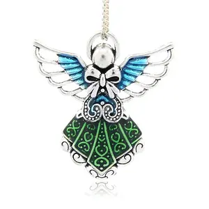 Antique Silver Plated Alloy Enamel Angel Pendants