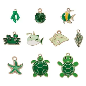 20Pcs 10 Styles Alloy Enamel Pendants
